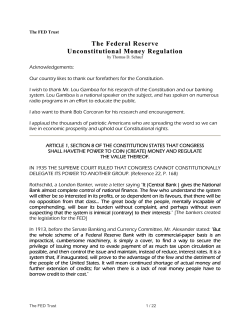 The Federal Reserve Unconstitutional Money Regulation