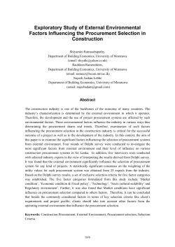 Exploratory Study of External Environmental Factors Influencing the