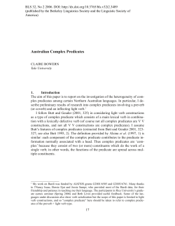 Australian Complex Predicates - Linguistic Society of America