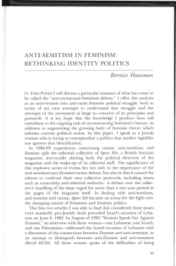 Anti-Semitism in Feminism: Rethinking Identity Politics