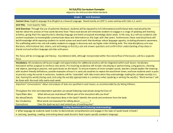 NJ ELA/ESL Curriculum Exemplar Grade 1