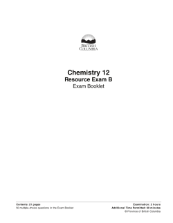 Chemistry 12 Resource Exam B Exam Booklet