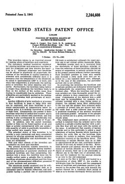 Process of making alloys of aluminum beryllium