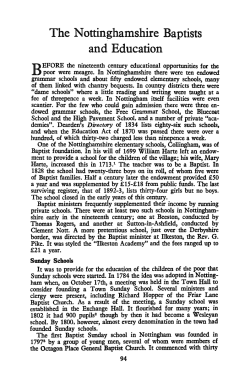 "The Nottinghamshire Baptists and Education," Baptist Quarterly 27.3