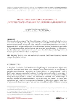 The inTerface of sTress and nasaliTy in Tup&iacute;