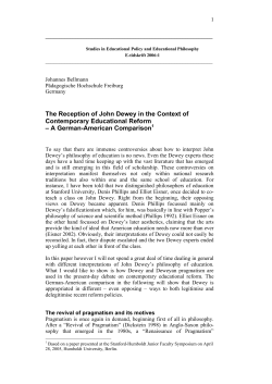 The Reception of John Dewey in the Context of Contemporary