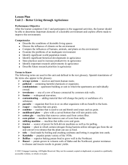 Lesson Plan Unit 2 &ndash; Better Living through Agriscience