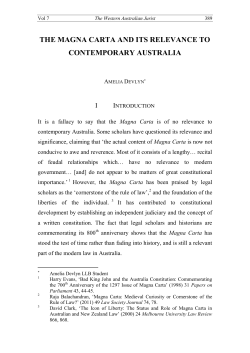the magna carta and its relevance to contemporary australia