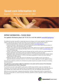 Sweet corn information kit - Queensland Department of Agriculture