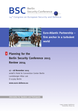 Planning for the Berlin Security Conference 2015 Review 2014