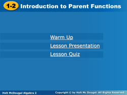 1-2 Introduction to Parent Functions 1-2 Introduction to