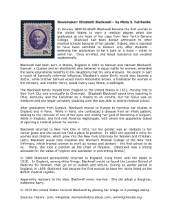 Newsmaker: Elizabeth Blackwell &ndash; by Misty S. Fairbanks In January