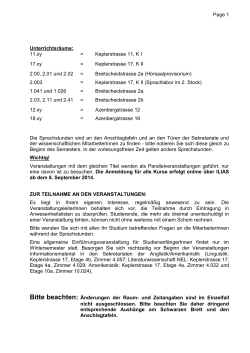 Page 1 Unterrichtsr&auml;ume: 11.xy = Keplerstrasse 11, K I 17.xy