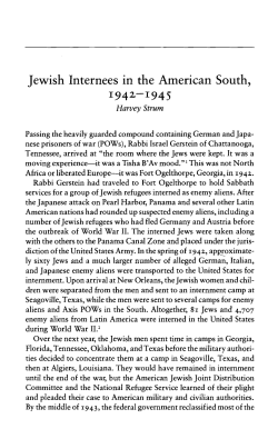 Jewish Internees in the American South