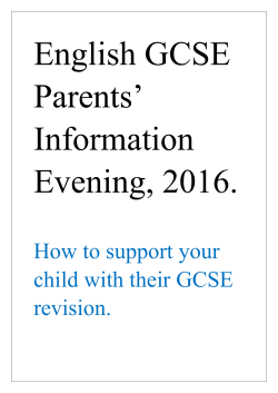 Handout for parents information evening