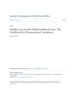 Health Care and the Federal Antitrust Laws