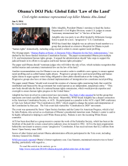 Obama DOJ pick: Global edict `law of the land`