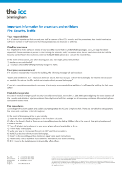 Important information for organisers and exhibitors Fire, Security