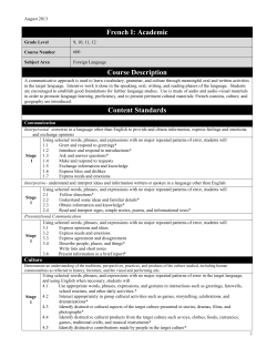 Foreign Language Curriculum - North Reading Public School District