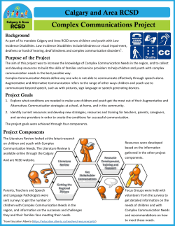 Calgary and Area RCSD Complex Communications Project