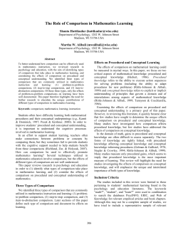The Role of Comparison in Mathematics Learning