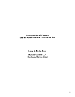Employee Benefit Issues and the American with Disabilities Act