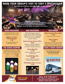 make your group`s visit to toby`s spectacular