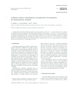 Ca1cium oxalate monohydrate precipitation investigation by