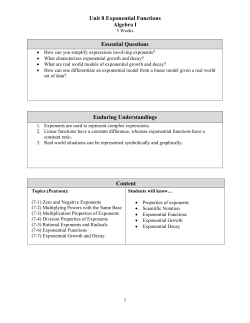Unit 8 Exponential Functions Algebra I Essential Questions