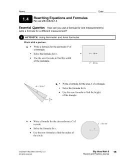 Rewriting Equations and Formulas