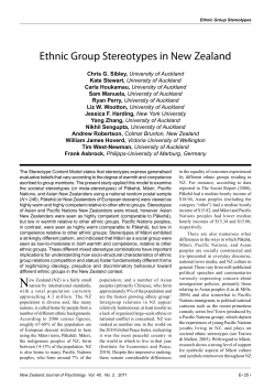 Ethnic Group Stereotypes in New Zealand