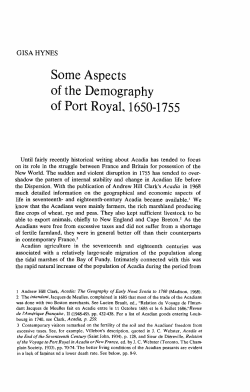 Some Aspects of the Demography of Port Royal, 1650-1755