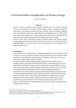 A Christian Ethics consideration on Nuclear Energy