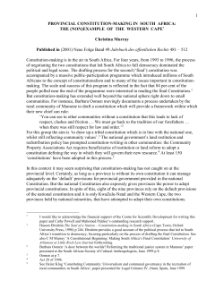 Provincial Constitutions in South Africa: The (non)Example of the