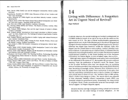 Living with Difference: A Forgotten Art in Urgent Need of ~evival?