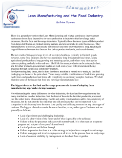 Lean Manufacturing and the Food Industry.