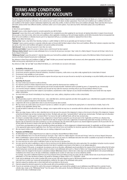 Notice Deposit Account Terms and Conditions