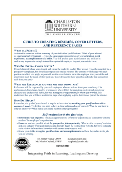 GUIDE TO R&Eacute;SUM&Eacute; COVER LETTERS