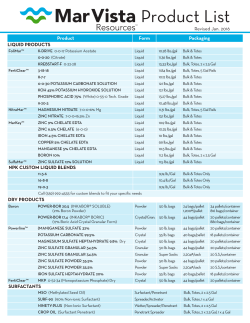 2016 Product List - Mar Vista Resources