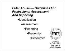 Elder Abuse &ndash; Guidelines for Professional Assessment and Reporting