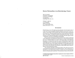 Boston Metropolitan Area Biotechnology Cluster