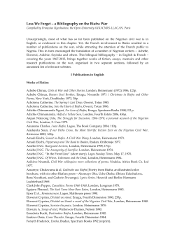 Less We Forget ‒ a Bibliography on the Biafra War