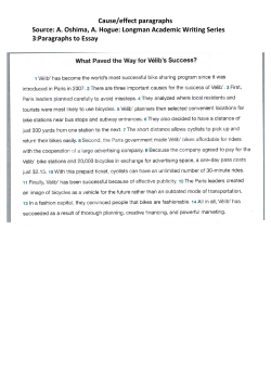 Cause/effect paragraphs Source: A. Oshima, A. Hogue: Longman