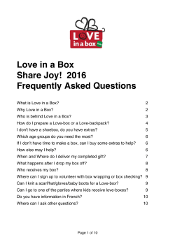 Love in a Box Share Joy! 2016 Frequently Asked Questions
