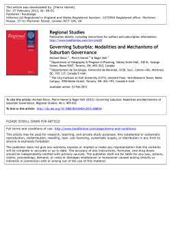 Governing Suburbia: Modalities and Mechanisms of Suburban