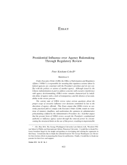 Presidential Influence over Agency Rulemaking Through Regulatory