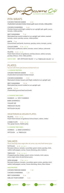 PITA WRAPS PLATES SALADS
