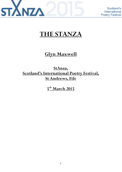 The Stanza, by Glyn Maxwell
