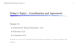 Today`s Topics - Coordination and Agreement