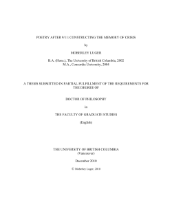 POETRY AFTER 9/11: CONSTRUCTING THE MEMORY OF CRISIS